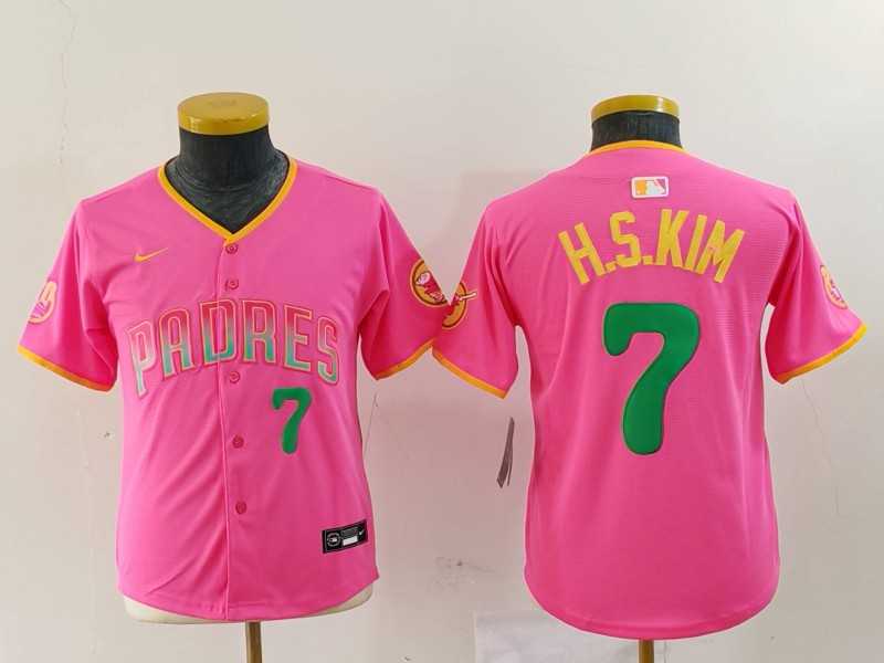 Youth San Diego Padres #7 Ha Seong Kim Pink Player Number Fashion Baseball Jersey->mlb youth jerseys->MLB Jersey